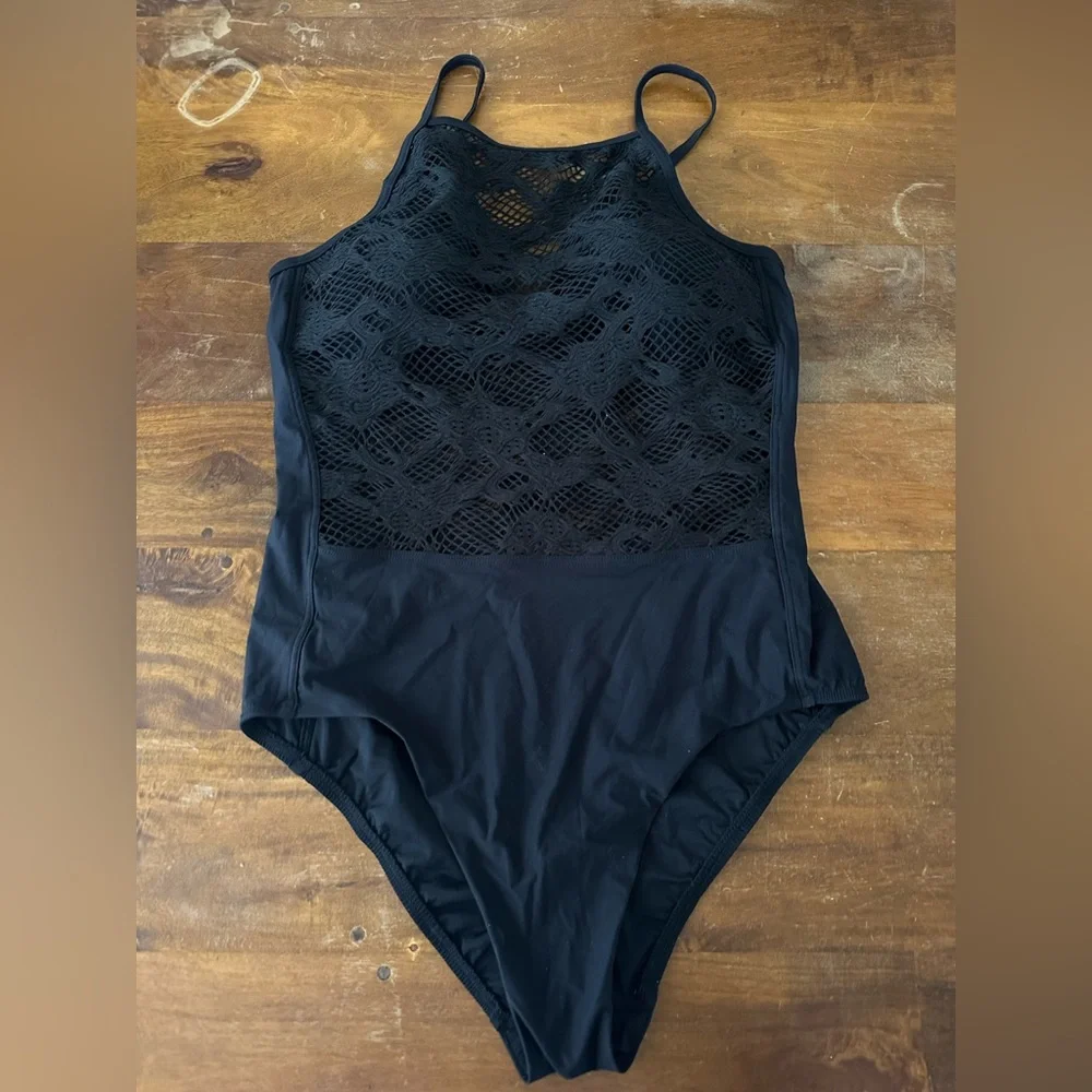 Amoressa‎ Swimwear Cristobel Black Lace Women's Ine Piece Swimsuit size 12 NWT